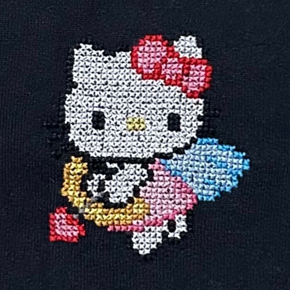Hello Kitty Angel Hand Embroidered Cross Stitch Crewneck Sweatshirt - Picture 5 of 5